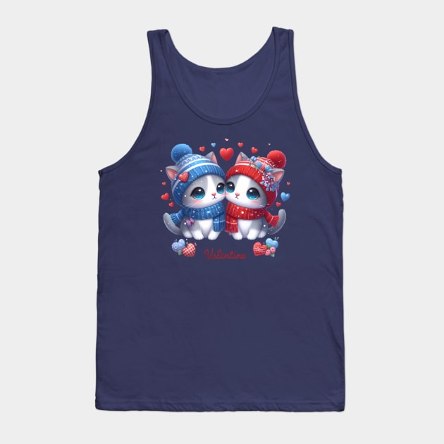 Cute Retro Valentine's Day Kittens with Hearts Tank Top by HaMa-Cr0w